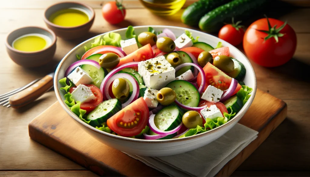 Griekse salade met feta en olijven